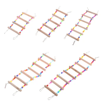 

Birds Pets Parrots Ladders Climbing Toy Hanging Colorful Balls With Natural Wood