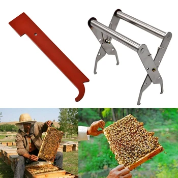 

DLKKLB Beekeeping Kit Bee Hive Frame Holder J Type Scraper Knife Stainless Steel Apiculture Tool Honeycomb Handheld Device Set