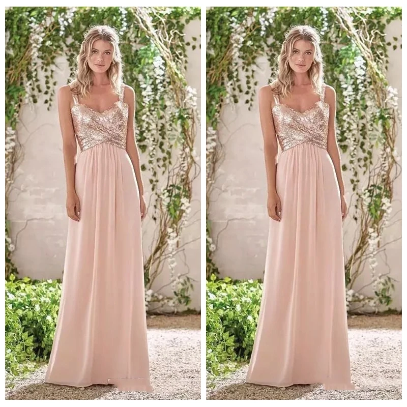 blush pink rose gold bridesmaid dresses