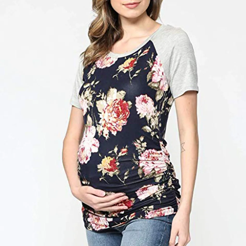 Summer Women Maternity Clothes Tops Floral Pregnant T-shirt Tank Nursing Breastfeeding Embarazada Shrot Sleeve Tops