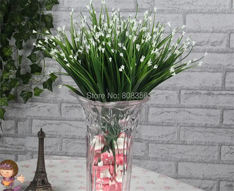 

one Plastic Plant 35cm/13.78" White/Purple/Yellow/Red Artificial Spring Grass Small Flower for Wedding Flowers