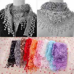 Летние женские кружева кисточкой Треугольники шарф Sheer металлик Для женщин бинты цветочные шарфы платок женский bufanda mujer