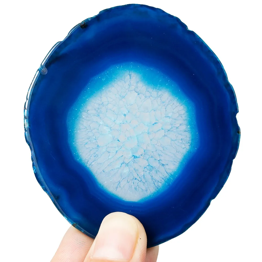

1Lot (5Pc) Natural Agate Slices Dyed Blue, Irregular Shape Crystal Geode Stone Slab Cards, Home Ornament Jewelry Making 1.5"-2"