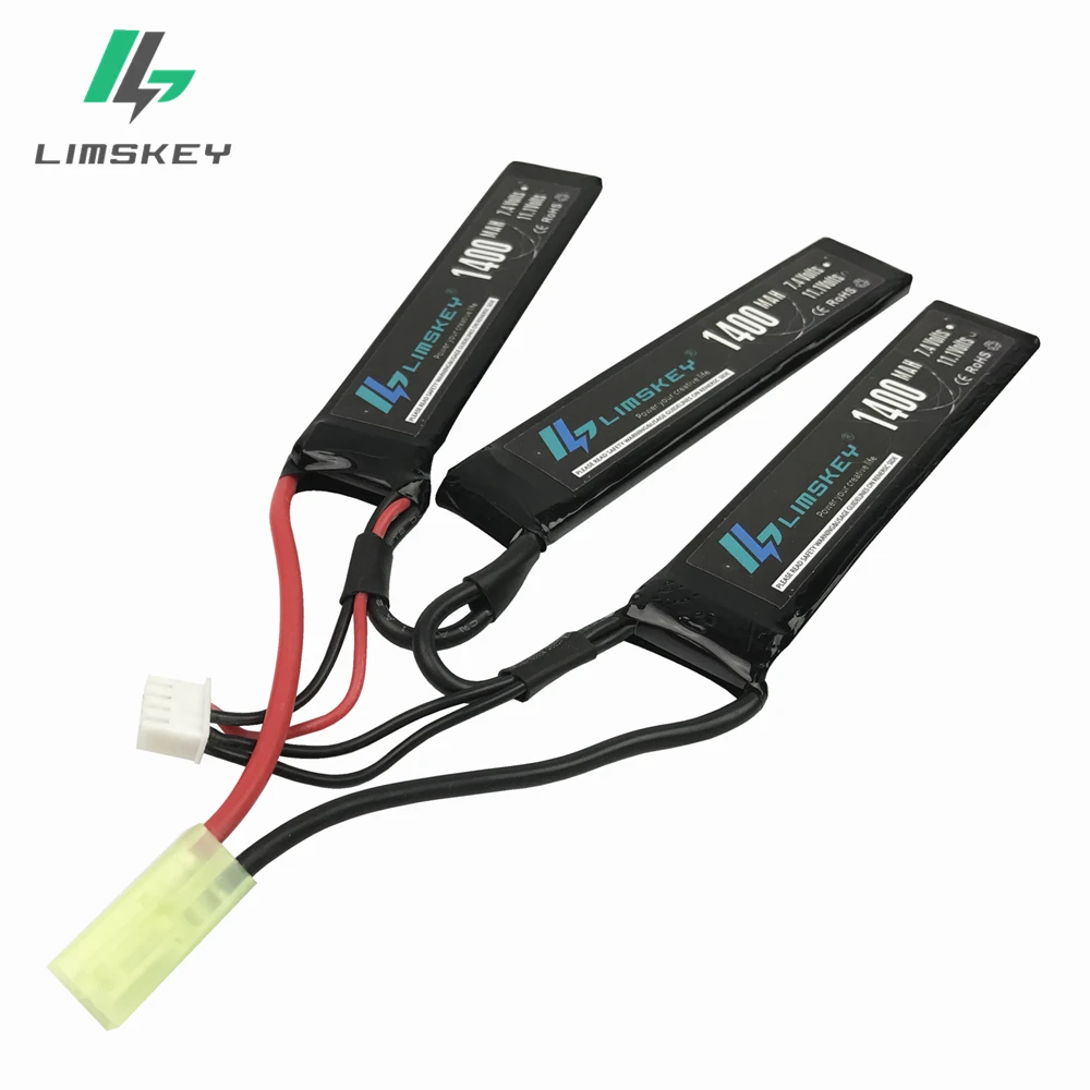 

Limskey Airsoft Battery High Rate Discharge AKKU RC Lipo Battery 11.1V 1400mAh 25C Mini Airsoft Gun Model Tamiya Connector