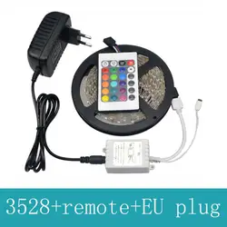 RGB LED SMD 3528 гибкие полосы света не водонепроницаемый 5 м 300LED + ИК-пульт дистанционного управления + DC12V адаптер питания EU/US/AU/Великобритания Plug