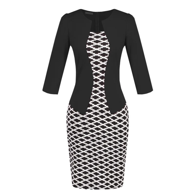 Элегантный Для женщин деловая модельная одежда Bodycon Повседневное плед печати