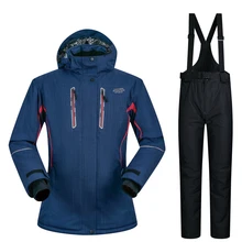 Женский лыжный костюм, бренд, новинка, высокое качество, водонепроницаемый, уплотненный, теплый, лыжная куртка, брюки-30 градусов, зимние лыжные и сноубордические костюмы