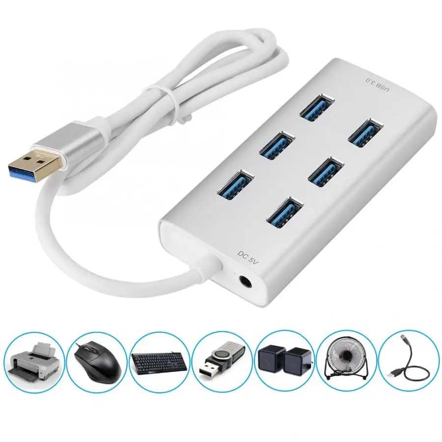7-портовый USB 3,0 концентратор адаптер для WinXP/7/8/10/Vista/Linux/Mac для ipad/Android usb концентратор usb c концентратор type c концентратор