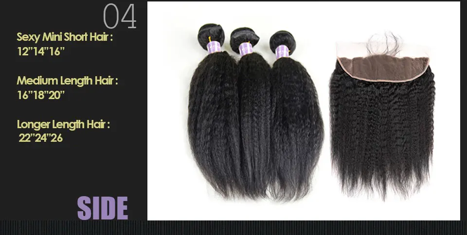 Malaysian Kinky Straight 3 Bundles Hair Weft With Closure Lace Frontal Closure With Hair Bundles Alimice Non Remy Hair Weaves (7)
