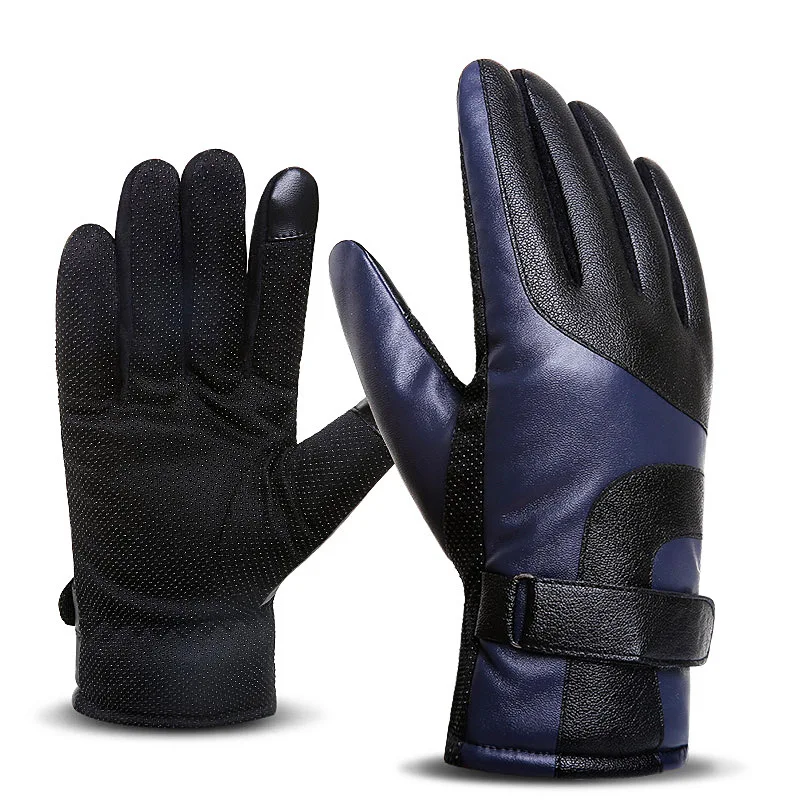 Зимние перчатки для велоспорта термо ветрозащитные перчатки из искусственной кожи с сенсорным экраном мотоциклетные велосипедные перчатки для спорта на открытом воздухе для мужчин и женщин - Цвет: Purple