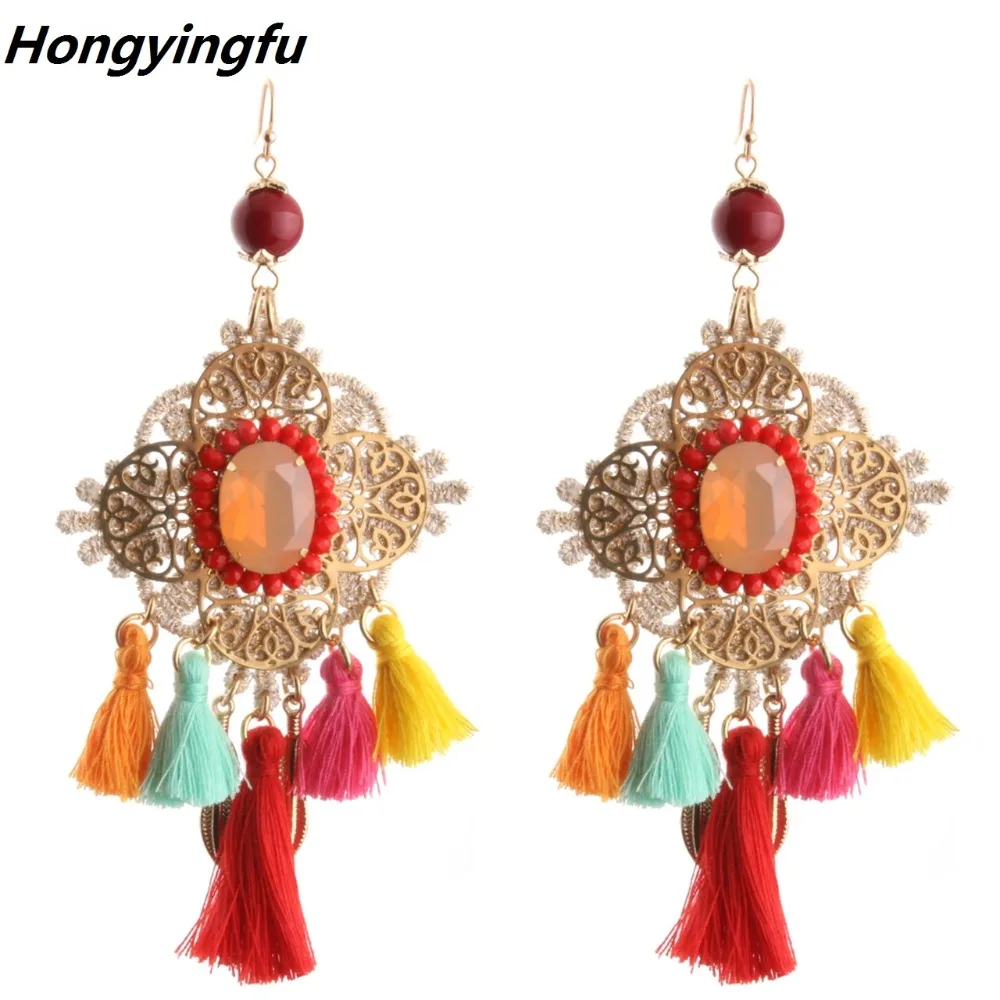 

Lianxyfu Brincos Boho Tassel Long Earrings for Woman Original Earrings Oorbellen Crystal Resin Big Earrings Pendientes Flecos