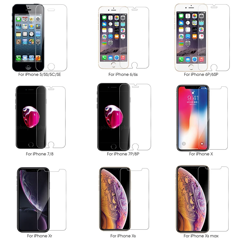 

10Pcs Protective Glass For iPhone X XS XR Tempered Glass for iPhone 6 6S 7 8 Plus 5 SE XS Max Screen Protector Clear Glass Film