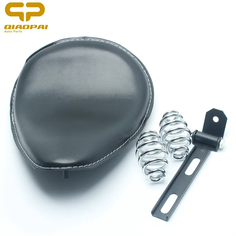 

Motorcycle Black Leather Solo Seat Cushions Cover 3" for Harley-Davidson Vintage Chopper Bobber Honda Custom Moto Accessories