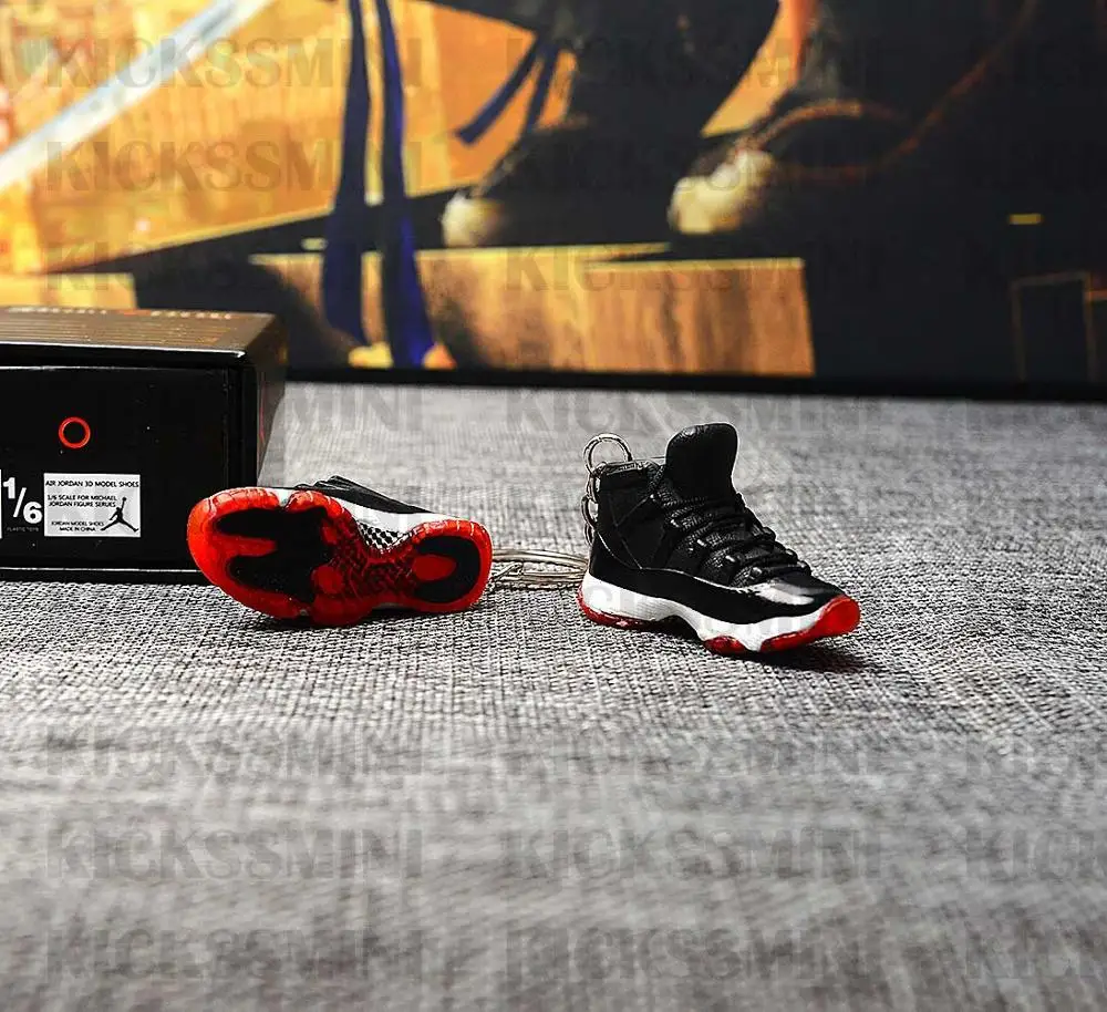 Дропшиппинг AJ 11 BRED кроссовки брелки 1/6 масштаб 3D мини-кроссовки JORDAN Брелок Кукла аксессуар