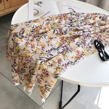 

KYQIAO mori girls autumn winter Japanese style fresh sweet long print neck scarf female long yellow scarf neckerchief