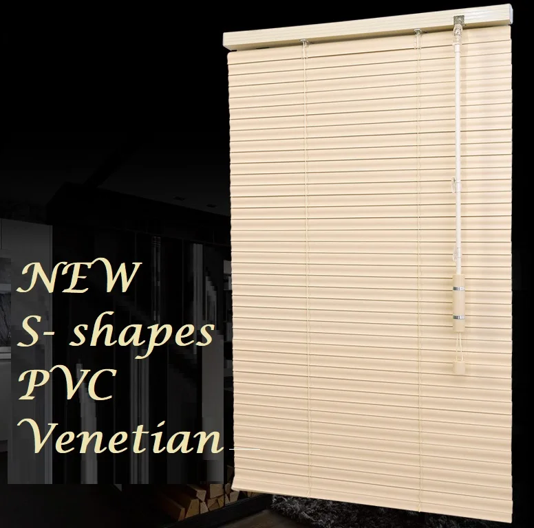 

High Quality 1'' 25mm S Shape Slat PVC Venetian Horizontal Blinds Curtain Customized Sizes