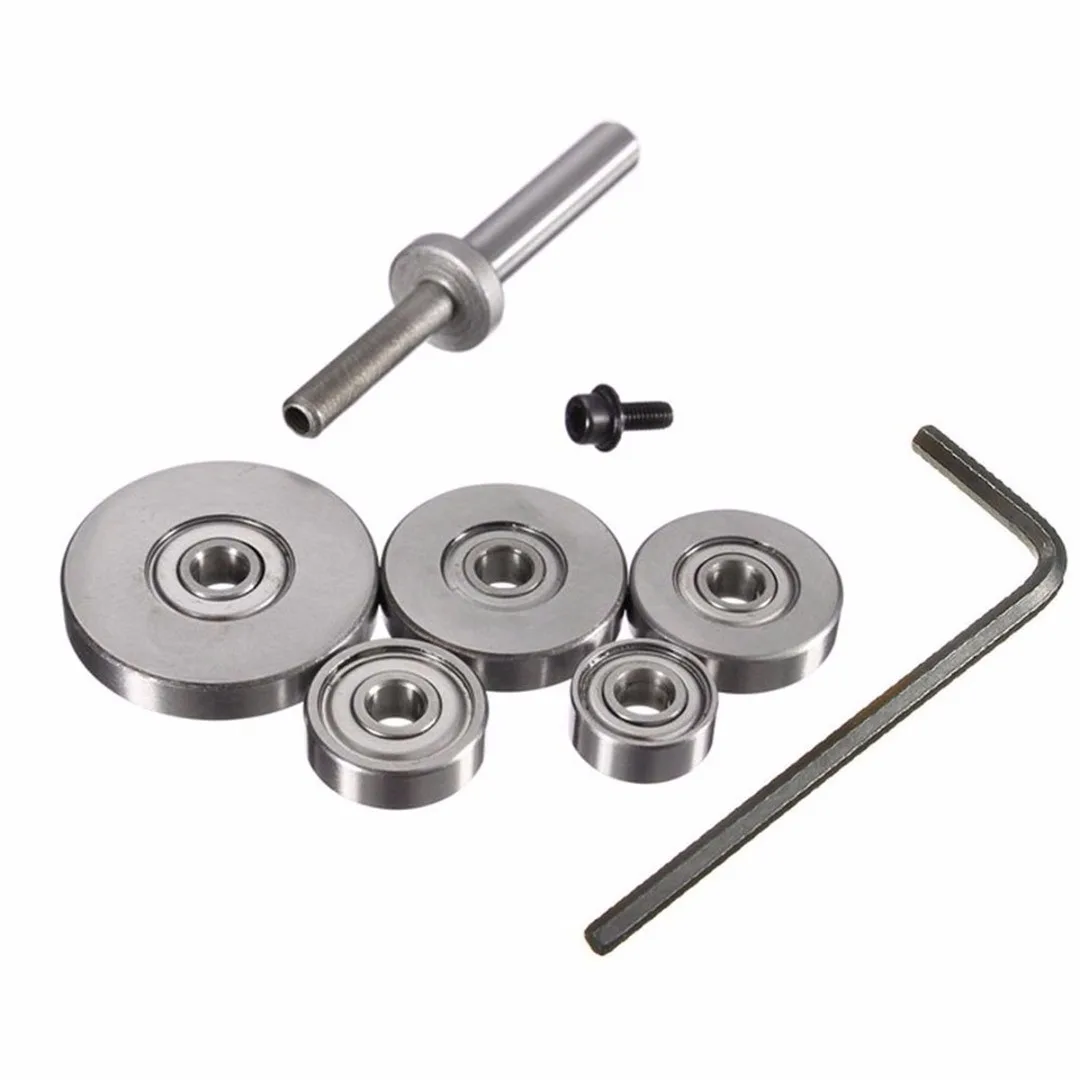 1 Set Carbide Tipped Woodworking Router Bit 1/2 Inch Height with 6 Bearings Rabbet Router Bit & Bearing Set 1/4 Inch Shank