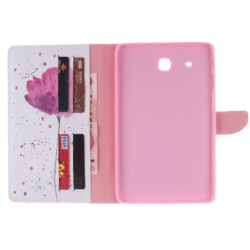 Inside Painted Flower Wallet Case For Samsung Galaxy Tab E 9.6 T560T561SM-T560 PU Leatehr Flip Tablet Cover 9.7 Inch Stand  (12)