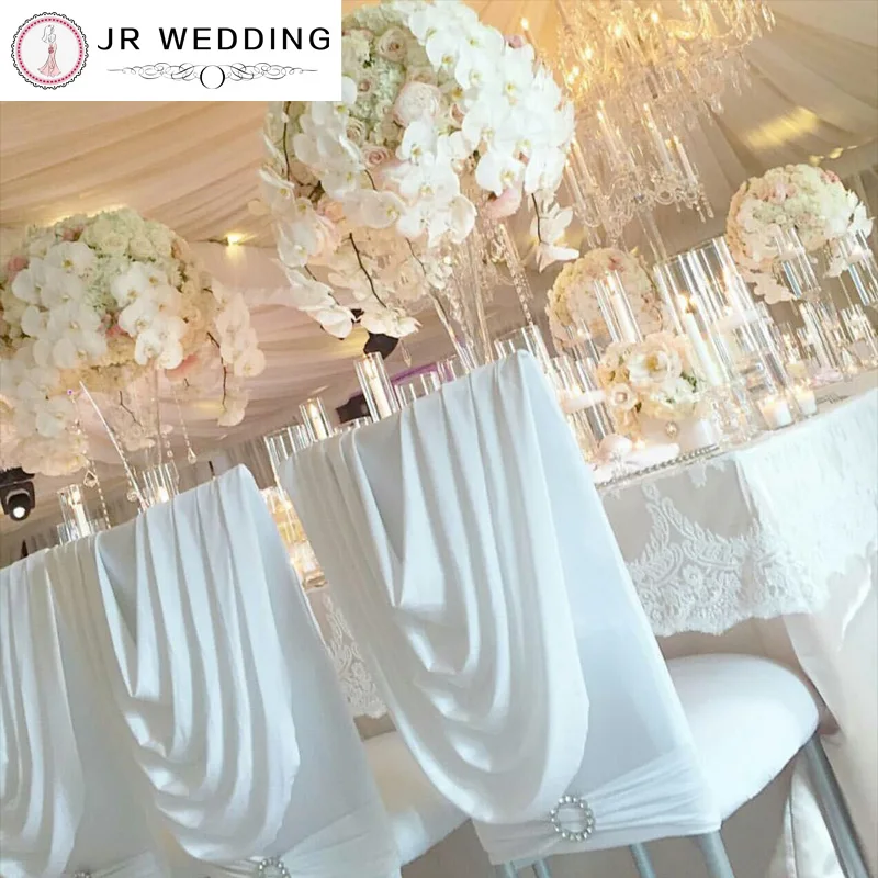 

100PCS Ivory Spandex Chiavari Chair Back Cover With Valance At Back Lycra Valance Only Ship To USA With Free Shipping