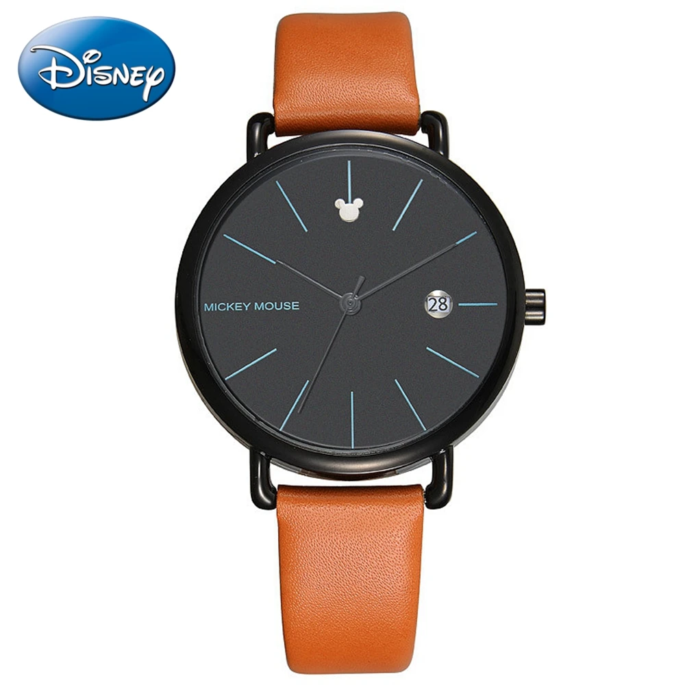 Best  Mens Calendar Leather Band Waterproof Watch Mickey Lover's Fashion Quartz Watches Disney Couple Sup