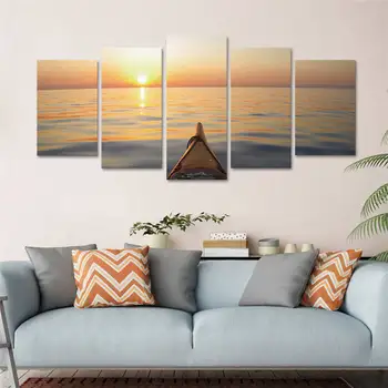 

Seaside wharf Sunset landscape canvas painting wall poster for living room sofa Modular pictures cuadros decoracion frameless