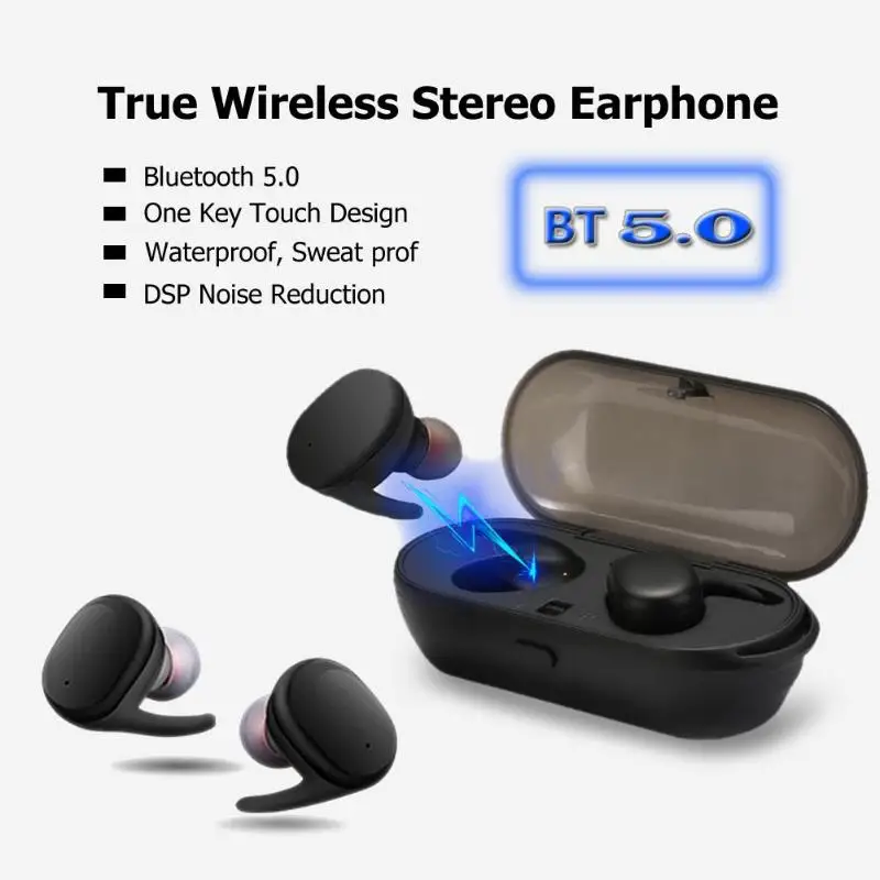 ALLOYSEED Mini TWS Bluetooth 5,0 беспроводные наушники водонепроницаемые с сенсорным управлением спортивные наушники гарнитура с микрофоном для iPhone samsung