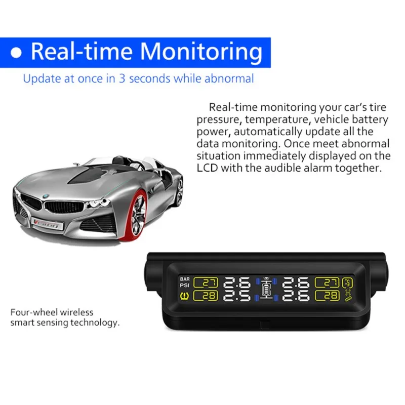 T680 солнечная система контроля давления в шинах TPMS Встроенная литиевая батарея USB кабель автомобильный монитор давления в шинах