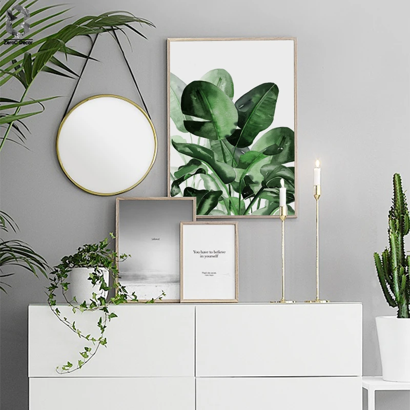 

Nordic Decoration Watercolor Fresh Palm Wall Art Poster and Print Tropical Canvas Painting Picture for Living Room Home Decor
