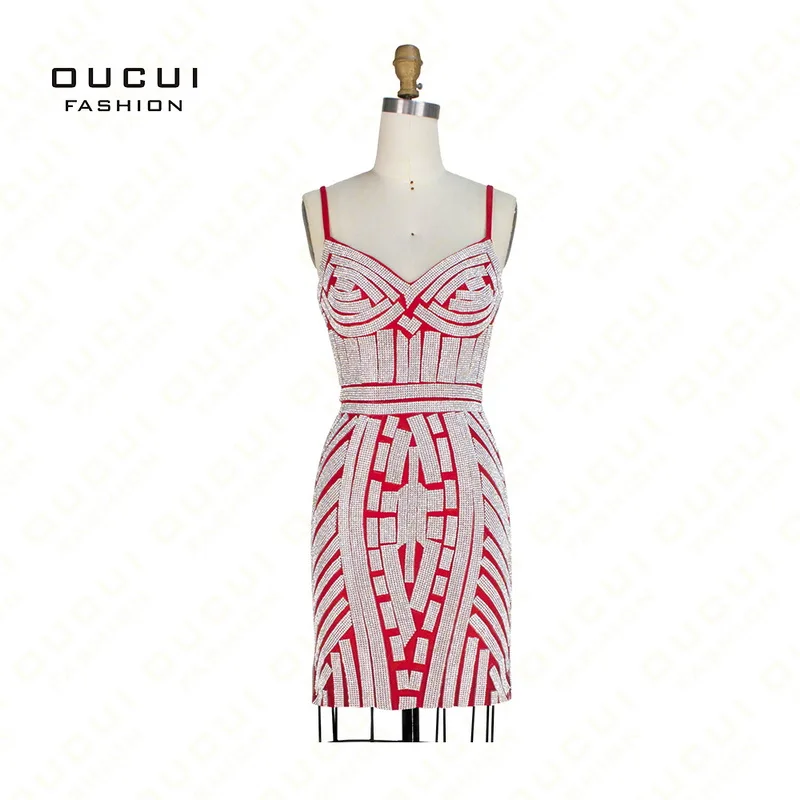 Red Sliver Тюль Кристалл Золотой халат Soiree женские вечерние платья Длинные вечерние Вечерние Короткие вечерние платья размера плюс OL102829C - Цвет: Red Sliver