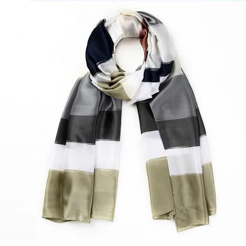 185X90cm 2017 Plaid Pattern Rectangular Silk Scarf Wraps Women's Big