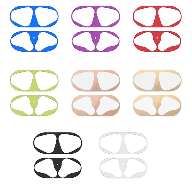 

New Fashion Wireless Bluetooth Earphones Box Case Metal Protective Dust Stickers for Apple Airpods for Air Pods Headphone