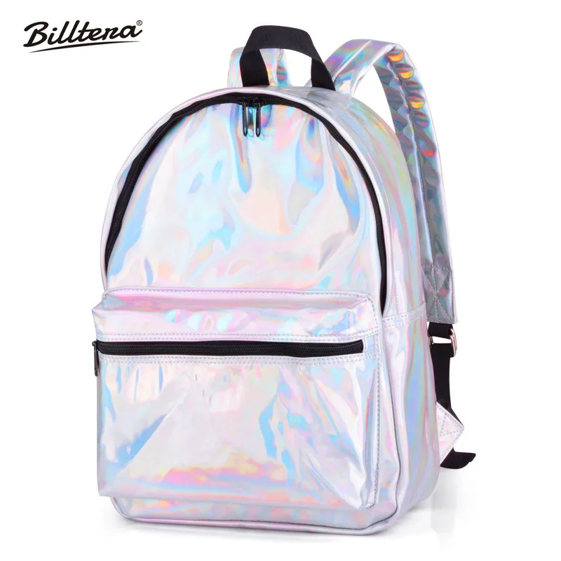 

Billtera Holographic Backpack Female 2018 Spring Summer New Style Backpacks for Adolescent Girls Waterproof Laser Bag for School