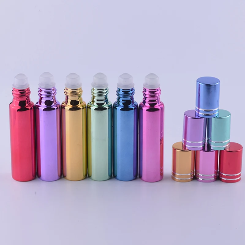 MUB-10 мл(30 шт./партия) 6 цветов УФ стеклянные шариковые флаконы пустые флаконы для духов высокое качество мини-рулон бутылки для эфирных масел