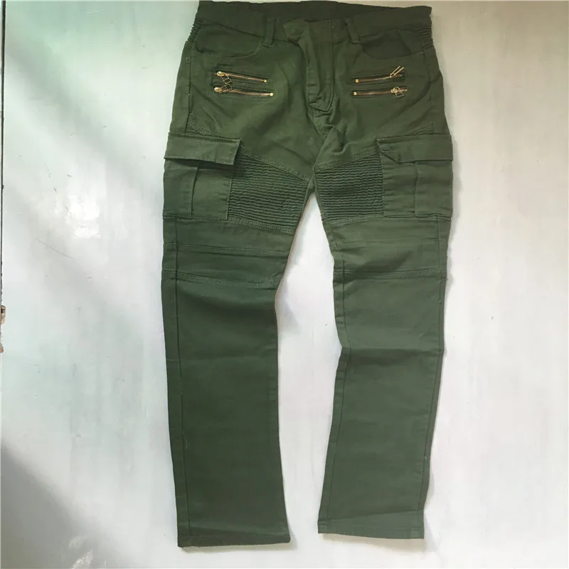 Новые мужские зеленые джинсы для байкеров эластичные мужские s облегающие Джинсы Стрейчевые обтягивающие штаны джинсовые Подиумные штаны на молнии с боковыми карманами