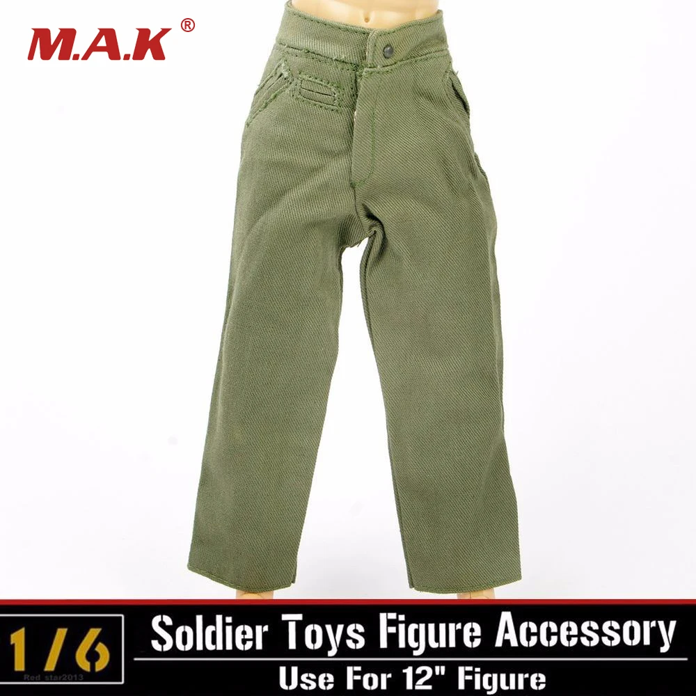 

Male Green Pants Trousers Model Toys 1/6 Scale WWII German Soldier Man Clothing Model For 12" Action Figure Body Accessory