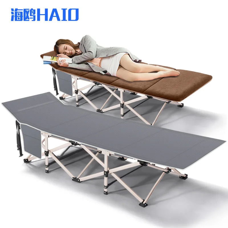 Portable Lightweight Folding Beds with Adjustable Headrest& Breathable Surface Material for Outdoor Camping& Home/Office Nap