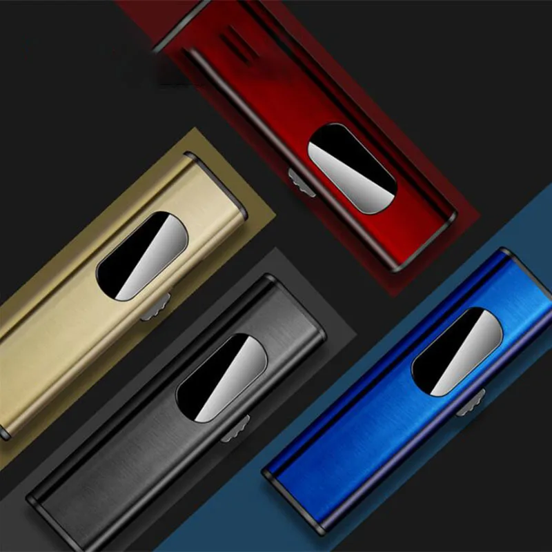 Тонкая электронная мини зажигалка с USB вольфрамовая турбо металлическая