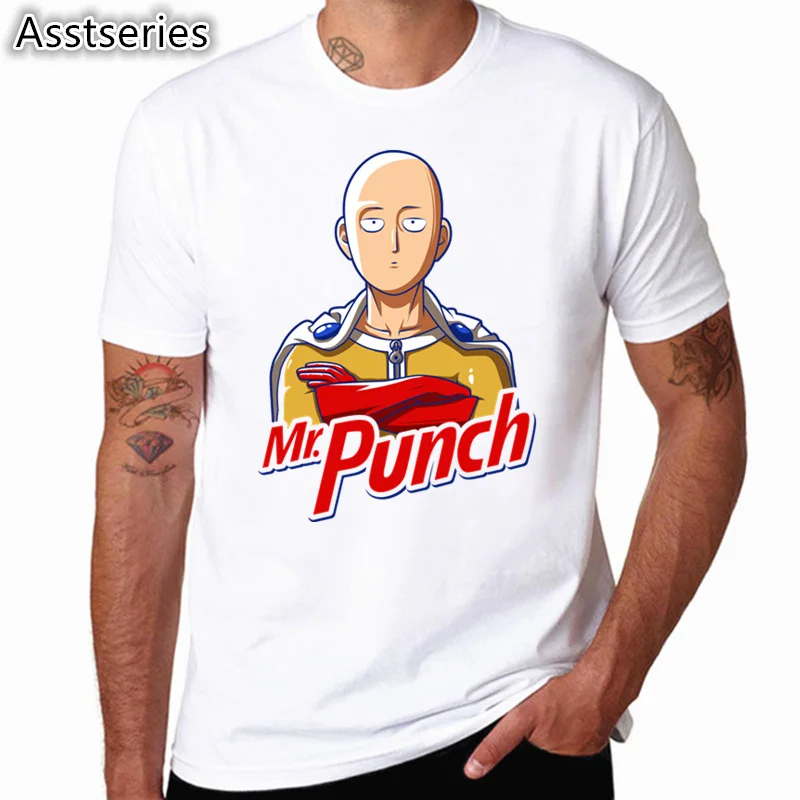 Hero Saitama One Punch Man Oppai забавная футболка Летняя футболка с коротким рукавом и круглым вырезом для мужчин и женщин HCP4549 - Цвет: HCP4549O