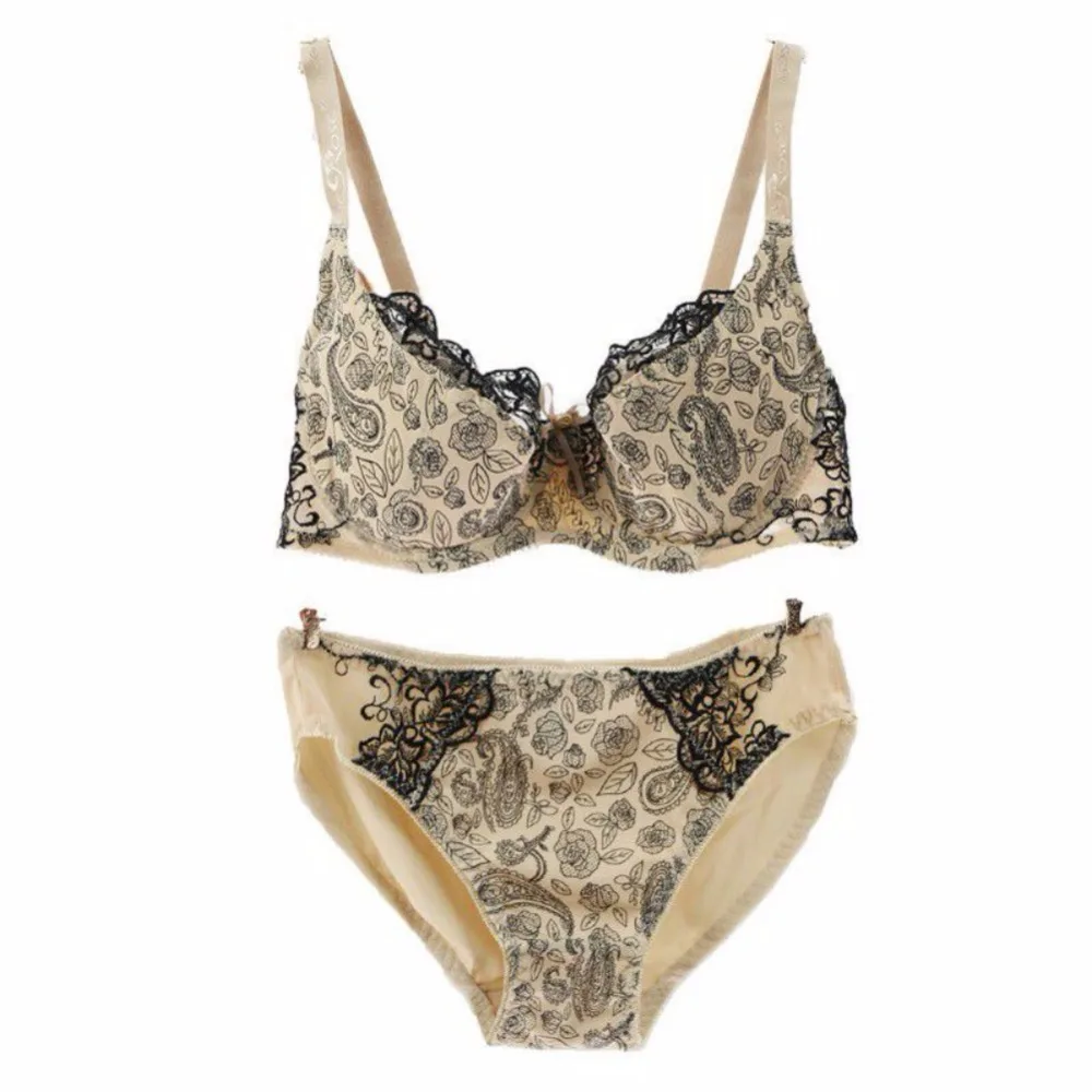 ROPALIA Lingerie Brassiere D Cup Push Up Bra Sets Nylon Lace Floral Sexy Underwear Elegant Full Cup Bras Pant For Women Big Size