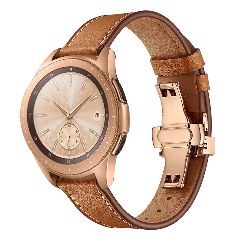 Для samsung Galaxy Watch 46mm полос Новинка; натуральная кожа; Сталь часы-бабочка ремешок для Шестерни S3 huawei Watch 2 pro 22 мм