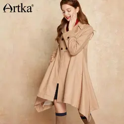 ARTKA/новое зимнее длинное двубортное прямое Свободное пальто цвета хаки FA10171Q