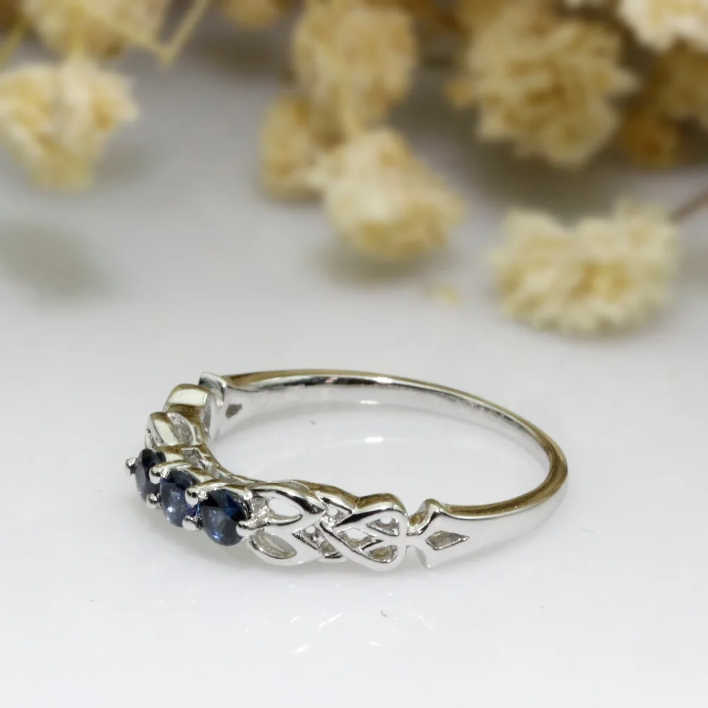 LASAMERO Rings for Women 0.29CTW Round Cut Natural Sapphire Rings 925 Silver Engagement Wedding Rings