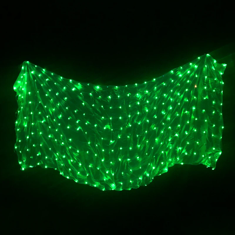 Светодиодный светильник для танца живота, аксессуары для танца живота, светящийся светодиодный шарф, вуаль, профессиональная сценическая блестящая опора - Цвет: Green