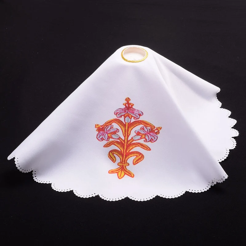  Catholic Church Clergy Purificator Altar Cloth Chalice Veil Flower Lily Printed Pall Cover