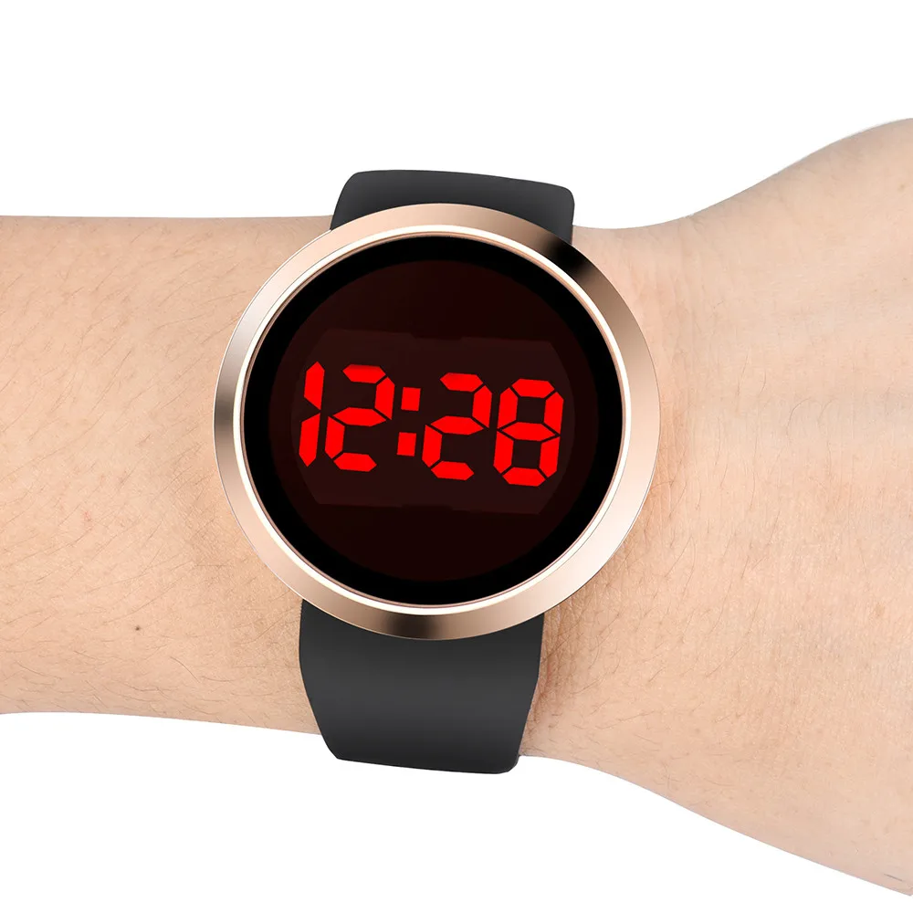 

Fashion Waterproof Men's LED Touch Screen Day Date Silicone Gold Stainless Steel Date Quartz Sport Wrist Watch