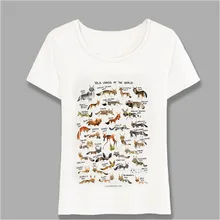 Camiseta de verano de moda salvaje Canids del mundo de diseño de las mujeres camiseta de Estilo Vintage estampado chica Casual Tops chica camisetas Harajuku