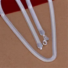 Hot sell Wedding women lady cute silver plated 6MM soft snake chain Necklace Fashion trends Jewelry Gifts N193