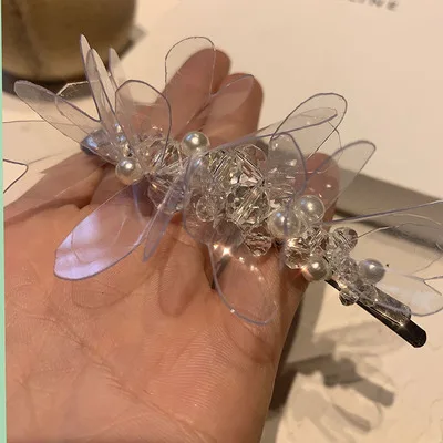 

2019 New White Transparent Flower Pearl handmade Hair Clip Hairpin Women Hair Jewellery Hair Luxury Accessories Tiara Joyas