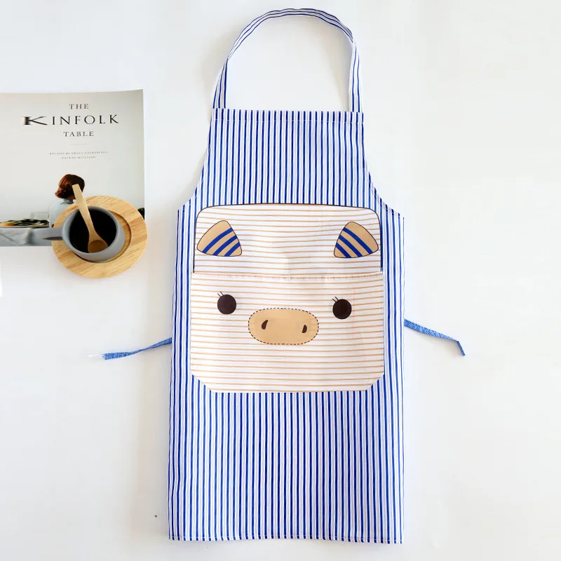 Lady Cartoon Animal Pig Kitchen Cooking Bib Apron Sleeveless Oilproof Waist Bib Cute Kitchen Cooking Accessories