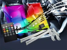 Free shipping 4x30cm car interior light Sound Active RGB LED Decorative Atmosphere foot Light flexible strip RGB